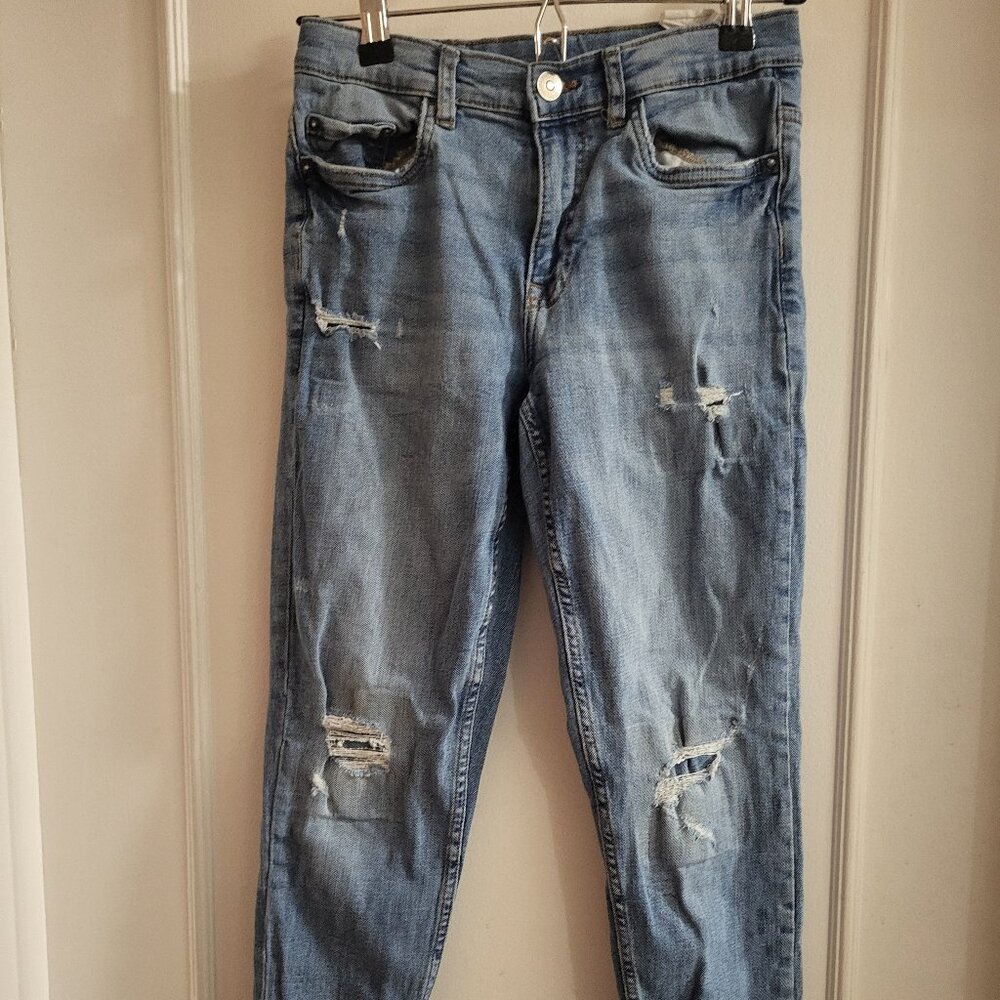 Zara Blue Distressed Ripped Skinny Jeans Size 13-14
